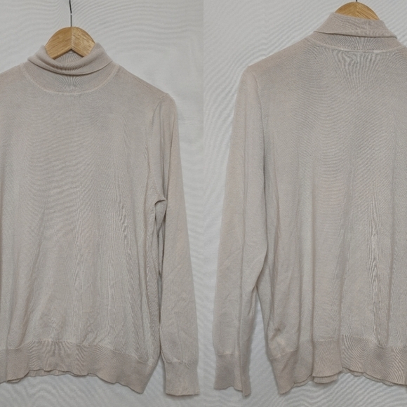 ModCloth Lightweight Knit Turtleneck Sweater Neutral Cream Beige Oatmeal 1X - Picture 1 of 8